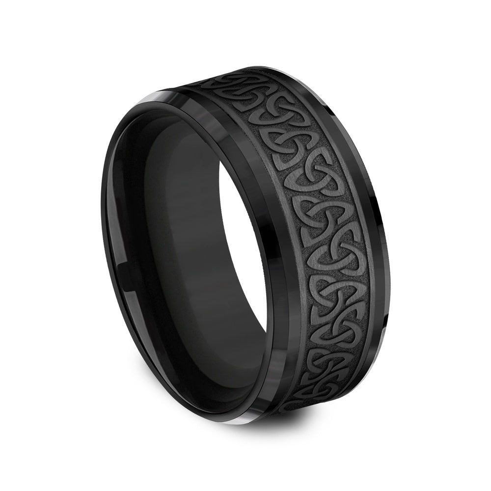 The Galway Men's Wedding Band in Black Titanium - 9mm Width by Forge