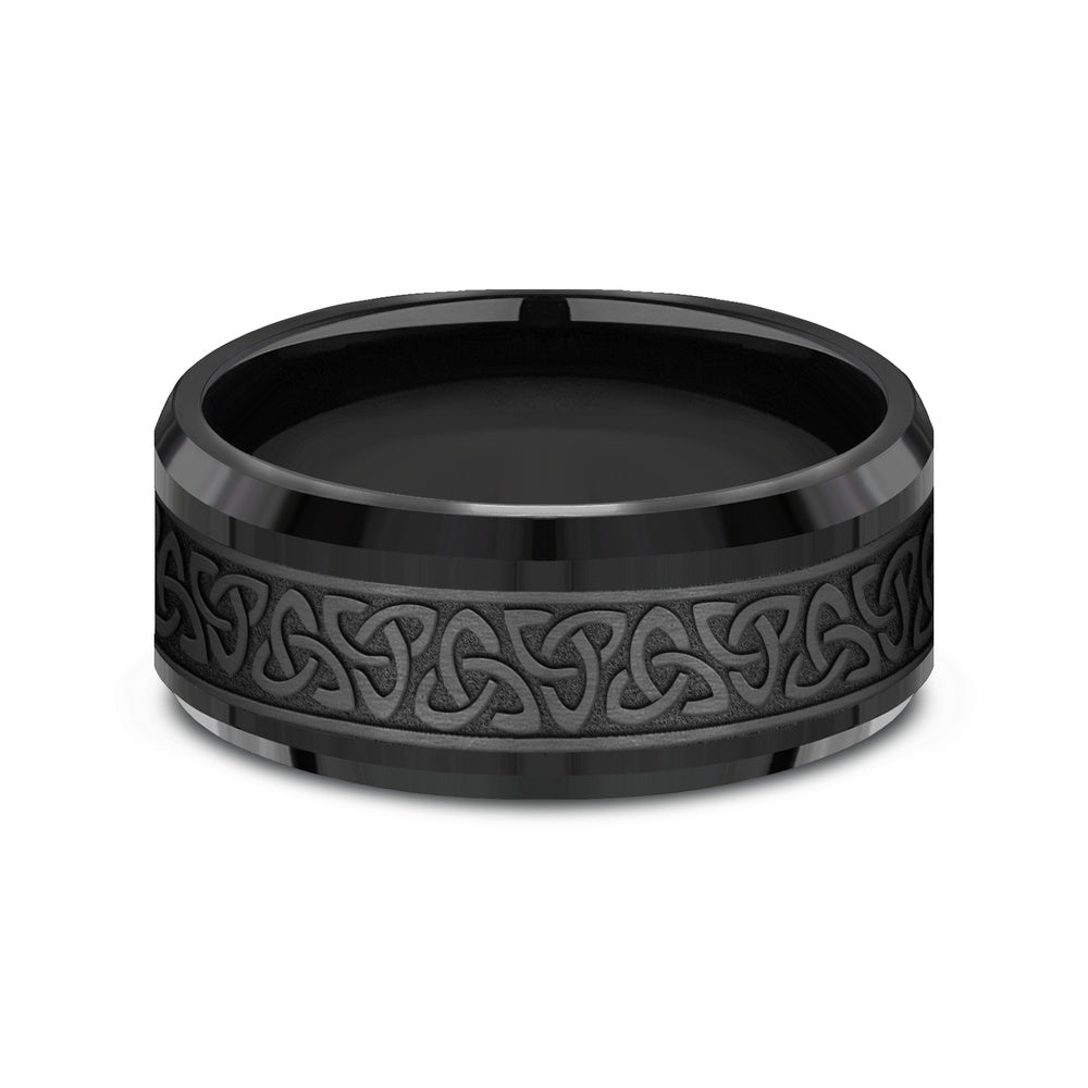 The Galway Men's Wedding Band in Black Titanium - 9mm Width by Forge