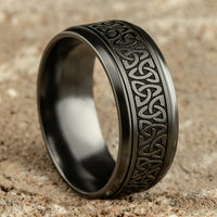 The Galway Men's Wedding Band in Black Titanium - 9mm Width by Forge