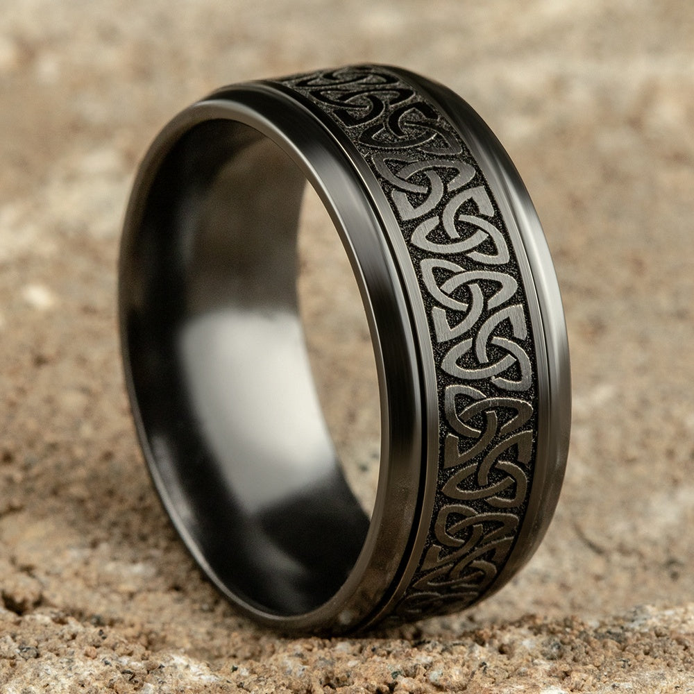 The Galway Men's Wedding Band in Black Titanium - 9mm Width by Forge