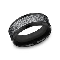 The Galway Men's Wedding Band in Grey Tantalum and Black Titanium - 8mm Width by Tantalum