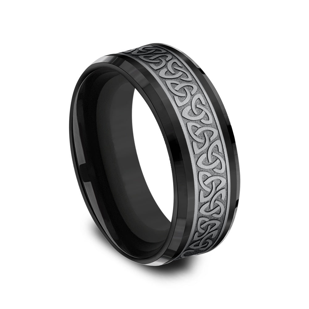 The Galway Men's Wedding Band in Grey Tantalum and Black Titanium - 8mm Width by Tantalum