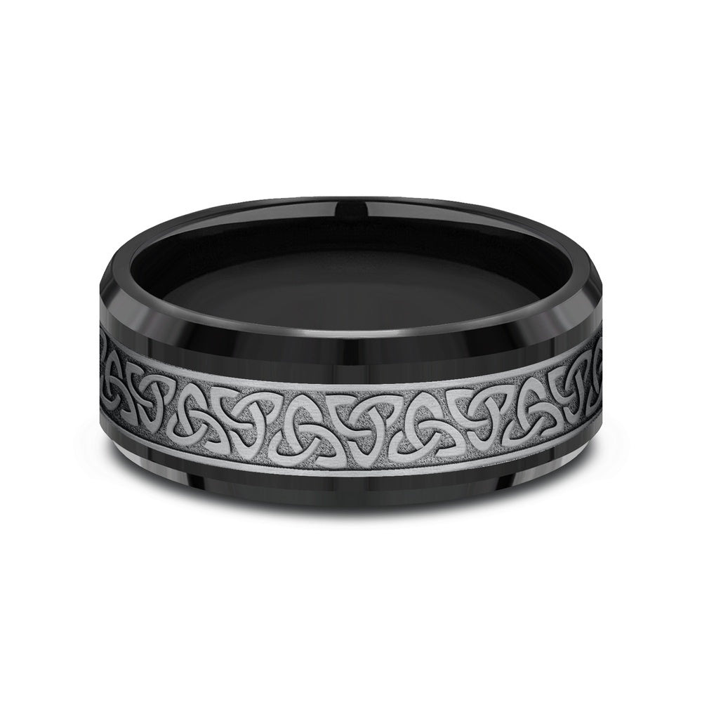 The Galway Men's Wedding Band in Grey Tantalum and Black Titanium - 8mm Width by Tantalum