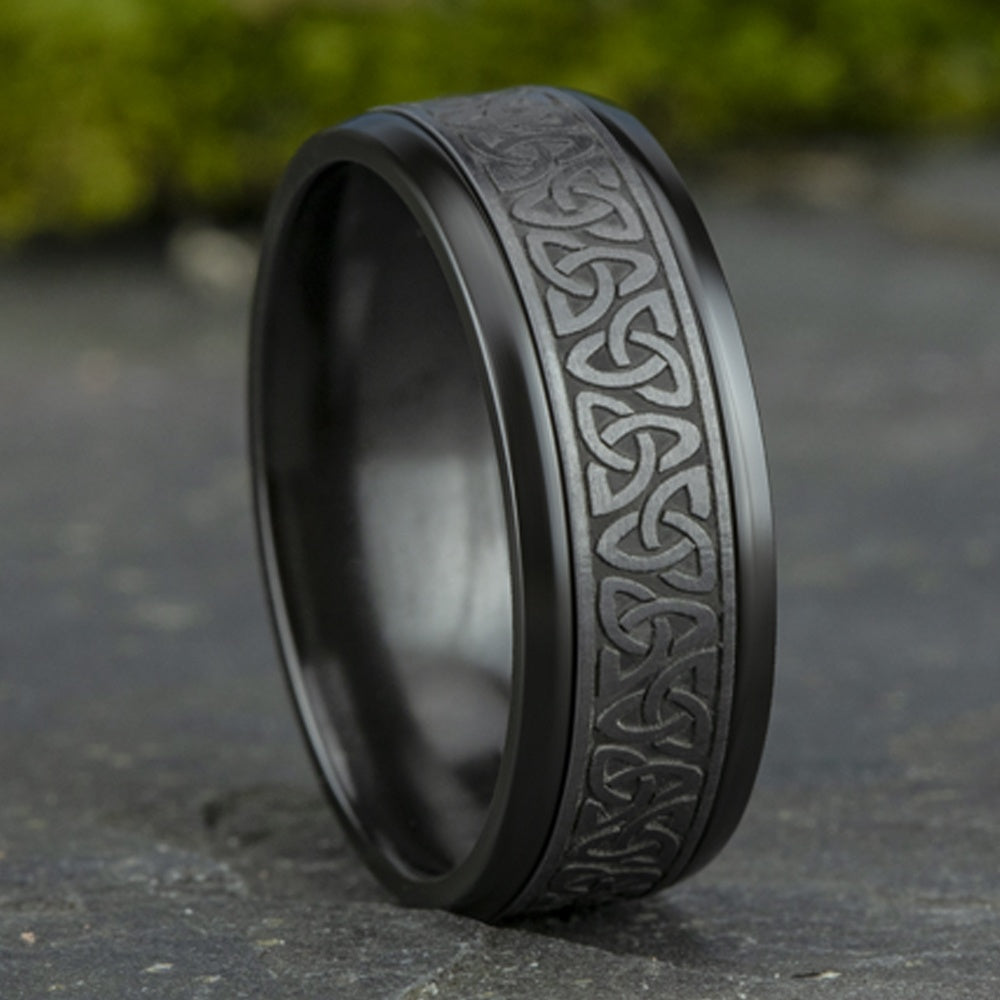 The Galway Men's Wedding Band in Grey Tantalum and Black Titanium - 8mm Width by Tantalum
