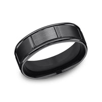 The Gambit Men's Wedding Band in Black Titanium - 7mm Width by Forge