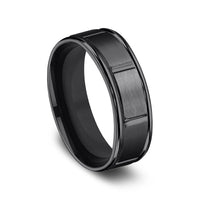 The Gambit Men's Wedding Band in Black Titanium - 7mm Width by Forge