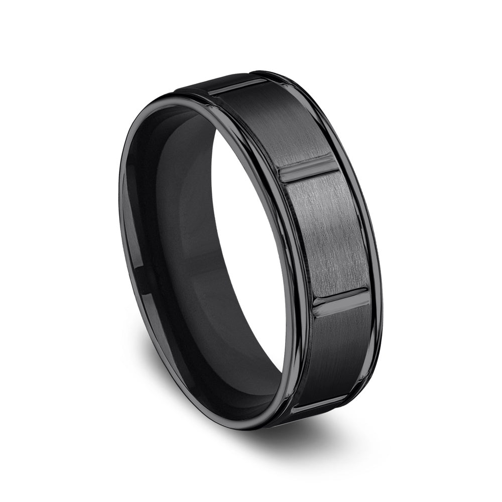 The Gambit Men's Wedding Band in Black Titanium - 7mm Width by Forge