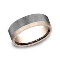 The Gauge Men's Wedding Band in 14K Rose Gold and Tantlaum - 7mm Width by Ammara Stone