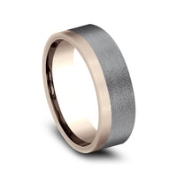The Gauge Men's Wedding Band in 14K Rose Gold and Tantlaum - 7mm Width by Ammara Stone