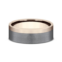 The Gauge Men's Wedding Band in 14K Rose Gold and Tantlaum - 7mm Width by Ammara Stone