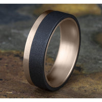 The Gauge Men's Wedding Band in 14K Rose Gold and Tantlaum - 7mm Width by Ammara Stone