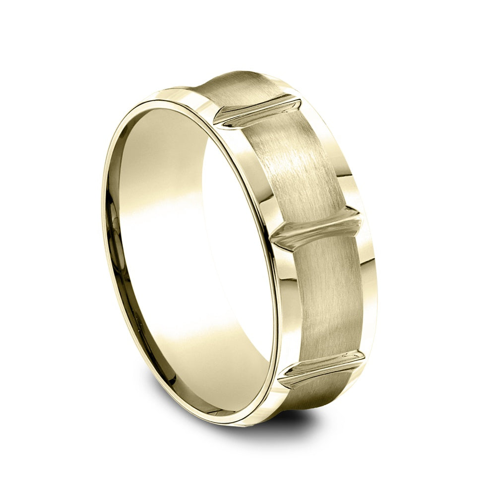 The Gauntlet Men's Wedding Band in 14K Yellow Gold - 7.5mm Width by Benchmark