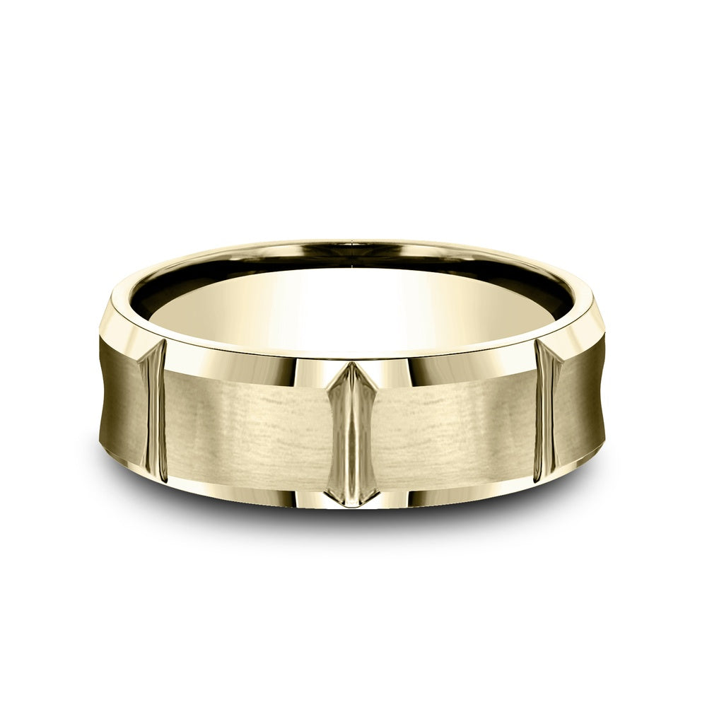 The Gauntlet Men's Wedding Band in 14K Yellow Gold - 7.5mm Width by Benchmark