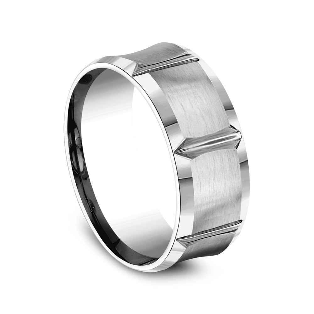 The Gauntlet Men's Wedding Band in White Cobalt - 9mm Width by Forge