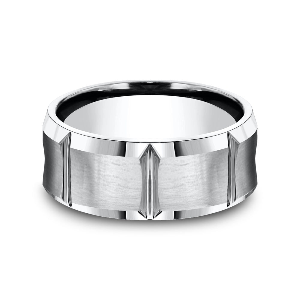 The Gauntlet Men's Wedding Band in White Cobalt - 9mm Width by Forge
