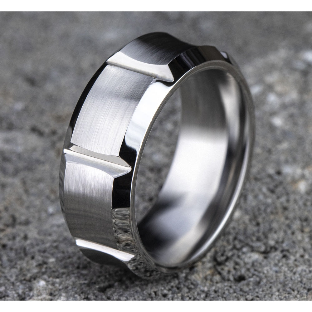 The Gauntlet Men's Wedding Band in White Cobalt - 9mm Width by Forge