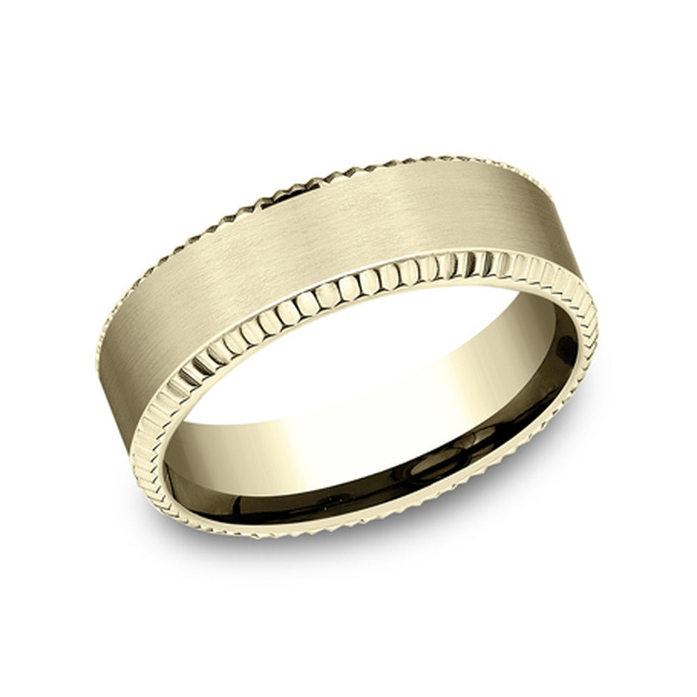 The General Men's Wedding Band in 14K Yellow Gold - 7mm Width by Benchmark