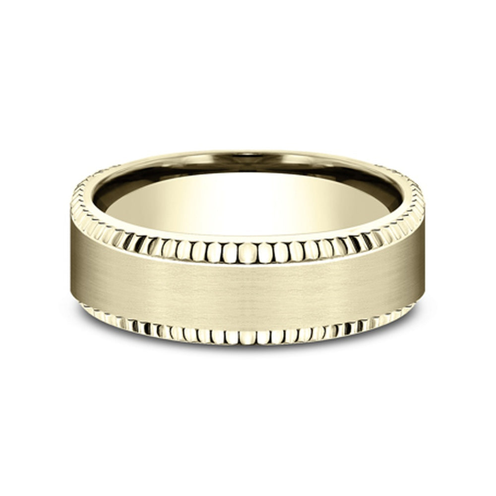 The General Men's Wedding Band in 14K Yellow Gold - 7mm Width by Benchmark