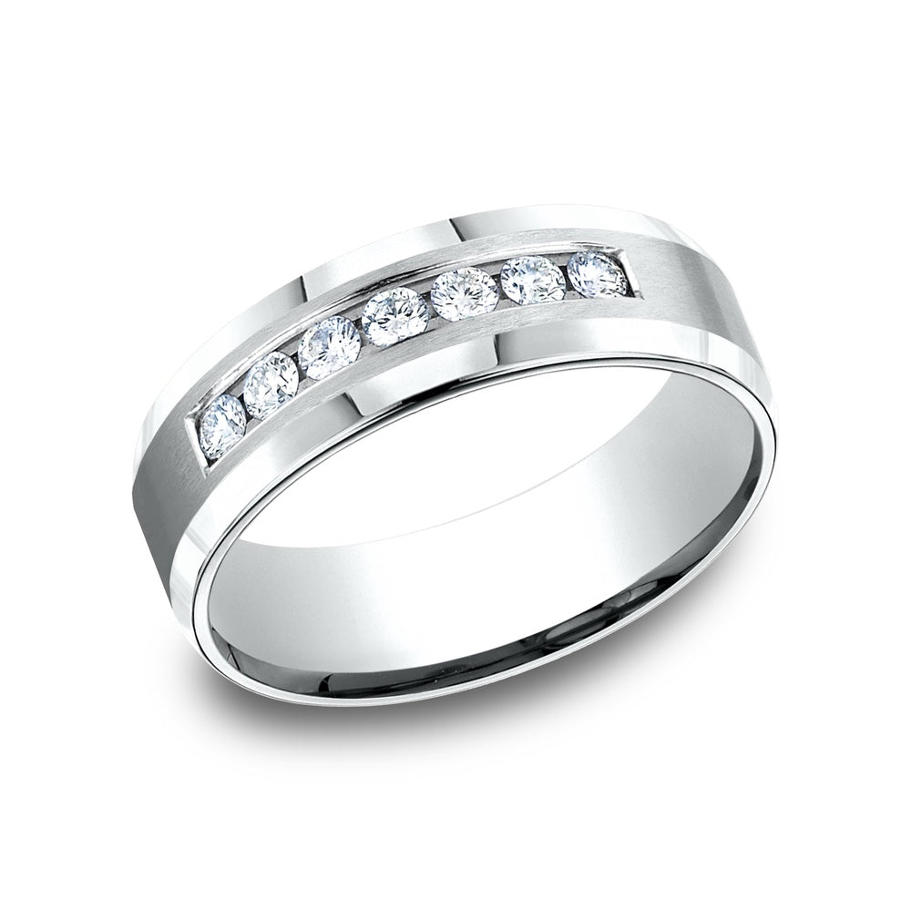 The Gentleman Men's Wedding Band in 14K White Gold - 7mm Width by Benchmark