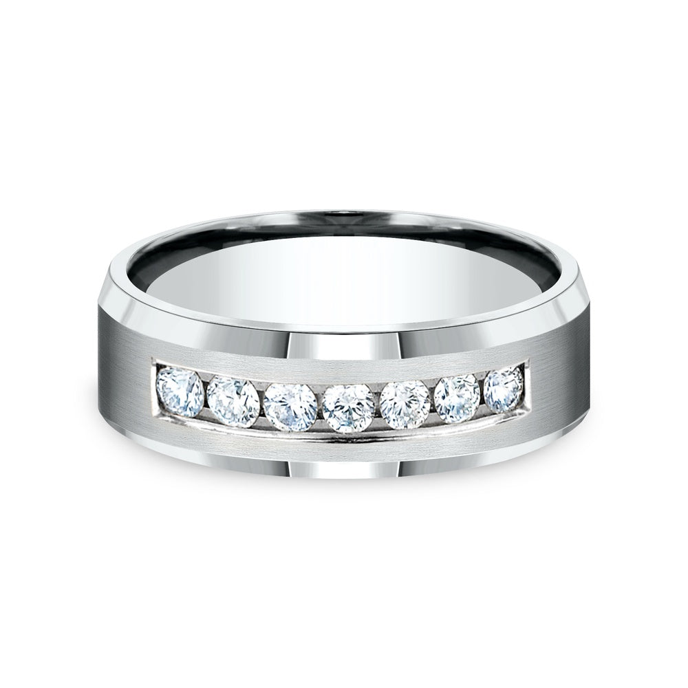The Gentleman Men's Wedding Band in 14K White Gold - 7mm Width by Benchmark
