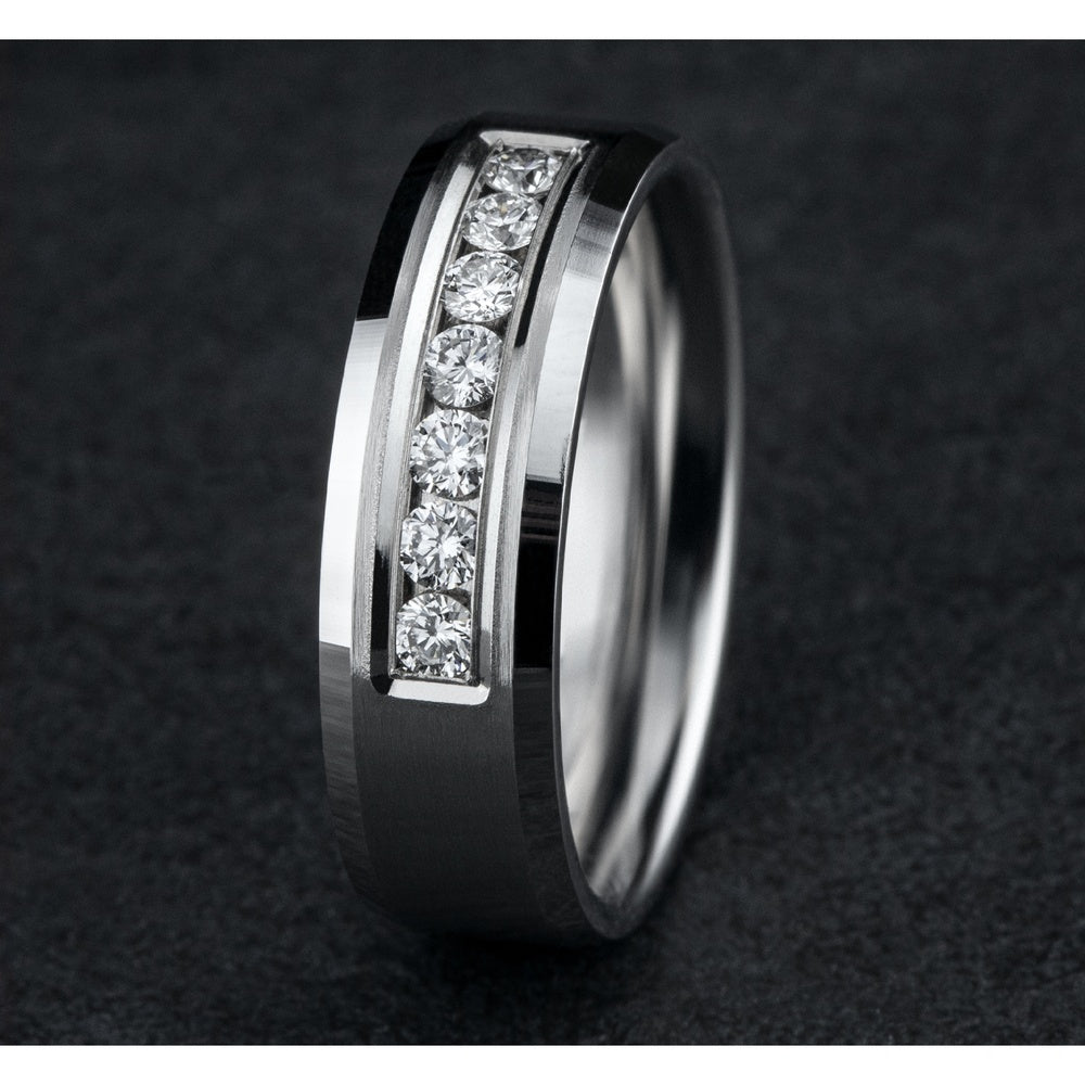 The Gentleman Men's Wedding Band in 14K White Gold - 7mm Width by Benchmark