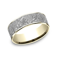 The Gibeon Men's Wedding Band in 14K Yellow Gold and Grey Tantalum - 7.5mm Width by Ammara Stone