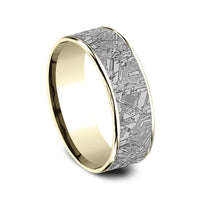 The Gibeon Men's Wedding Band in 14K Yellow Gold and Grey Tantalum - 7.5mm Width by Ammara Stone