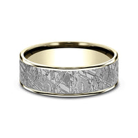 The Gibeon Men's Wedding Band in 14K Yellow Gold and Grey Tantalum - 7.5mm Width by Ammara Stone