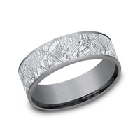 The Gibeon Men's Wedding Band in Grey Tantalum and 14K White Gold - 7.5mm Width by Ammara Stone