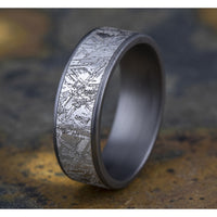 The Gibeon Men's Wedding Band in Grey Tantalum and 14K White Gold - 7.5mm Width by Ammara Stone