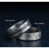 The Gibeon Men's Wedding Band in Grey Tantalum and 14K White Gold - 7.5mm Width by Ammara Stone