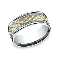 The Giza Men's Wedding Band in 14K White and Yellow Gold - 8mm Width by Benchmark