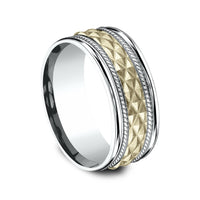 The Giza Men's Wedding Band in 14K White and Yellow Gold - 8mm Width by Benchmark