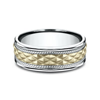 The Giza Men's Wedding Band in 14K White and Yellow Gold - 8mm Width by Benchmark