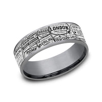The Globetrotter Men's Wedding Band in Grey Tantalum and Grey/Black Titanium - 7.5mm Width by Tantalum