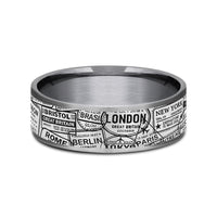The Globetrotter Men's Wedding Band in Grey Tantalum and Grey/Black Titanium - 7.5mm Width by Tantalum