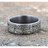 The Globetrotter Men's Wedding Band in Grey Tantalum and Grey/Black Titanium - 7.5mm Width by Tantalum