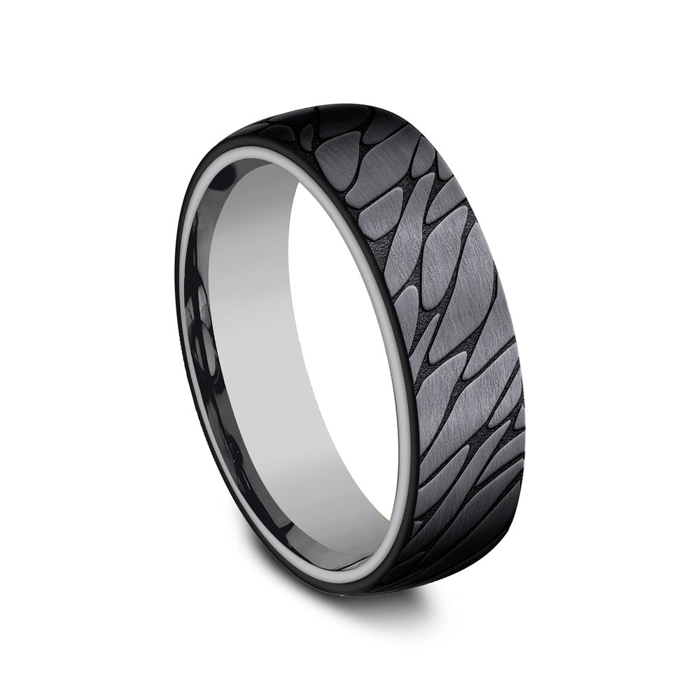 The Goodman Men's Wedding Band in Grey Tantalum and Black Titanium - 6.5mm Width by Tantalum