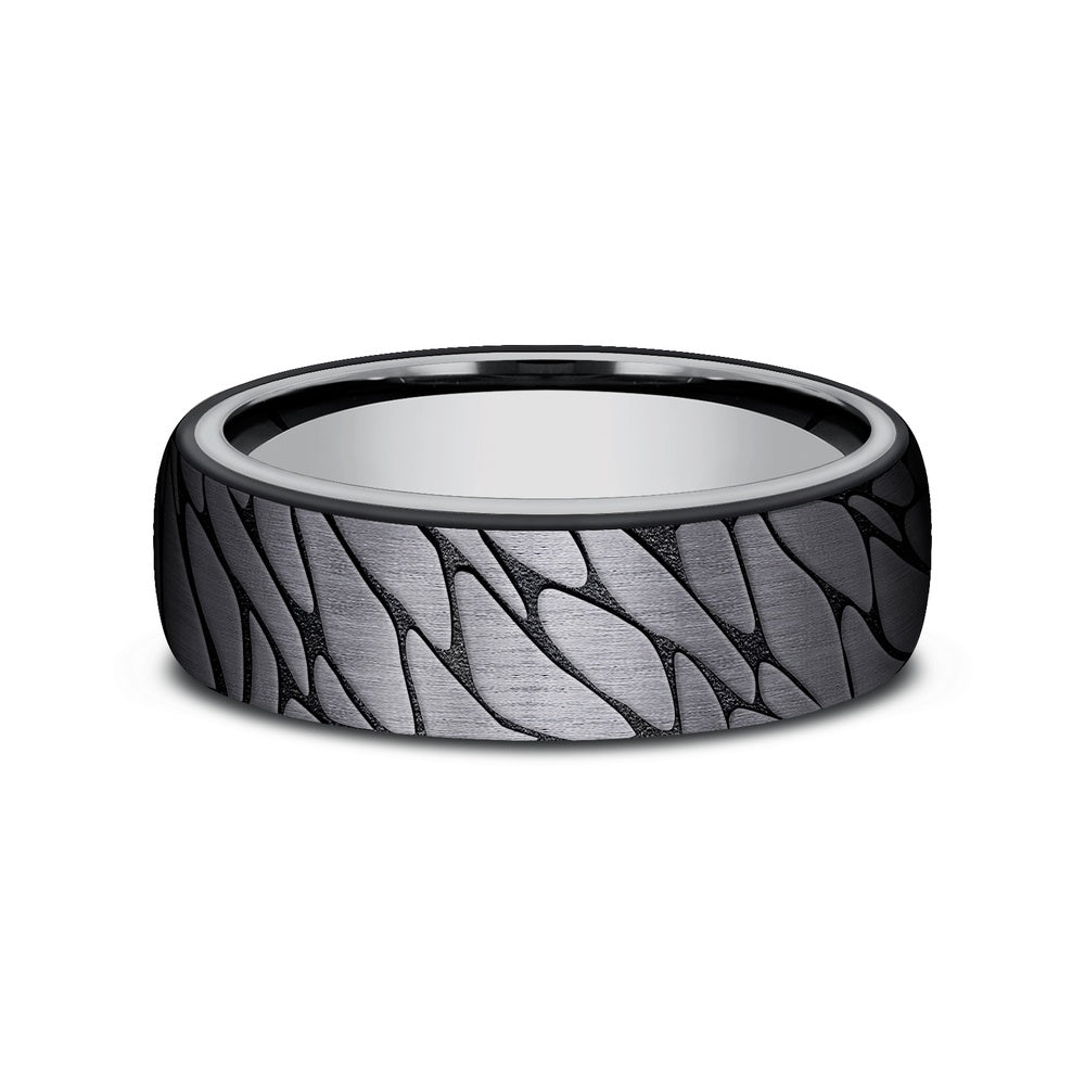 The Goodman Men's Wedding Band in Grey Tantalum and Black Titanium - 6.5mm Width by Tantalum