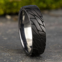 The Goodman Men's Wedding Band in Grey Tantalum and Black Titanium - 6.5mm Width by Tantalum