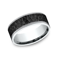 The Griffin Men's Wedding Band in 14K White Gold and Black Titanium - 8mm Width by Ammara Stone