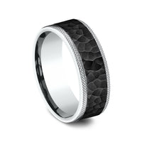 The Griffin Men's Wedding Band in 14K White Gold and Black Titanium - 8mm Width by Ammara Stone