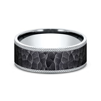 The Griffin Men's Wedding Band in 14K White Gold and Black Titanium - 8mm Width by Ammara Stone