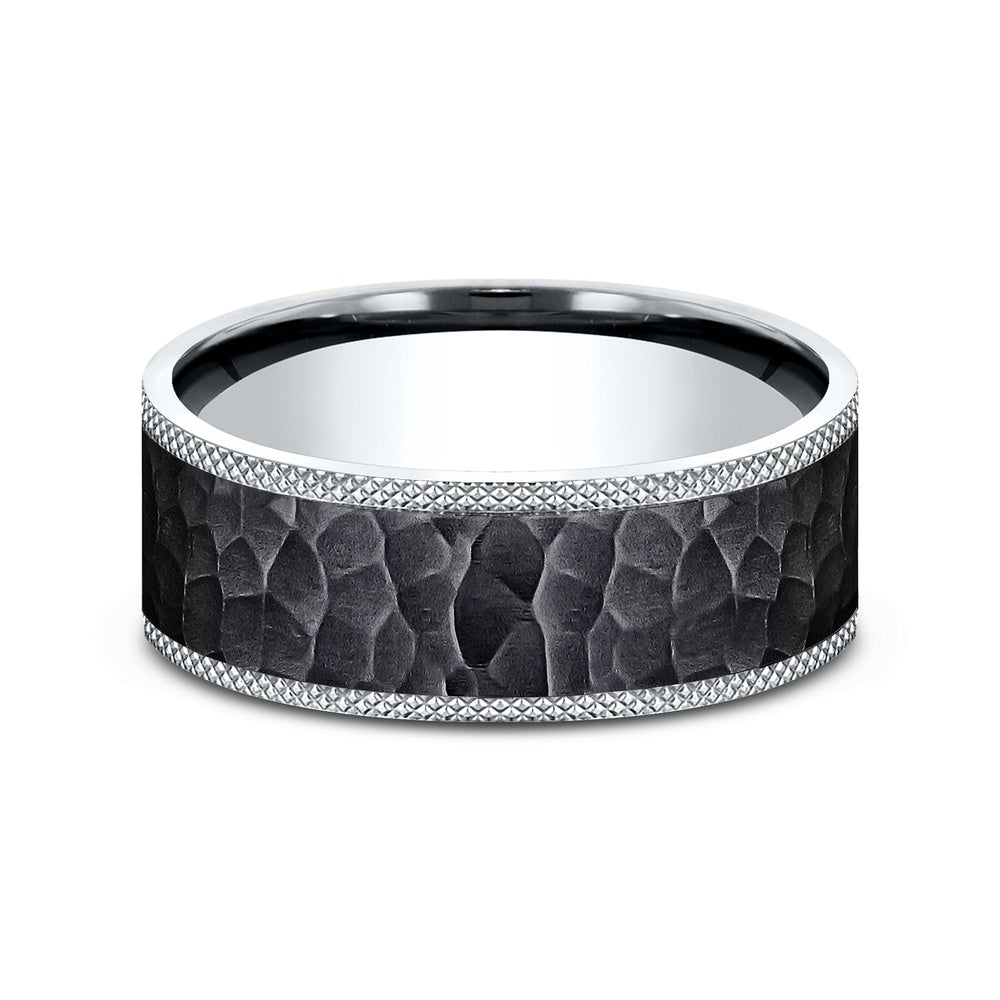 The Griffin Men's Wedding Band in 14K White Gold and Black Titanium - 8mm Width by Ammara Stone