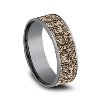 The Grove Men's Wedding Band in Grey Tantalum and 14K Rose Gold - 7.5mm Width by Ammara Stone