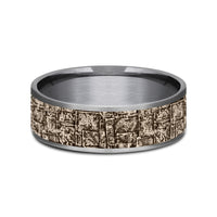The Grove Men's Wedding Band in Grey Tantalum and 14K Rose Gold - 7.5mm Width by Ammara Stone