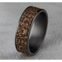 The Grove Men's Wedding Band in Grey Tantalum and 14K Rose Gold - 7.5mm Width by Ammara Stone