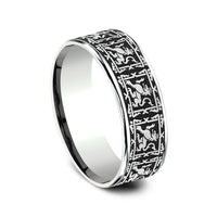 The Guardian Men's Wedding Band in 14K White Gold and Grey/Black Titanium - 7.5mm Width by Ammara Stone