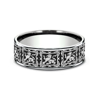 The Guardian Men's Wedding Band in 14K White Gold and Grey/Black Titanium - 7.5mm Width by Ammara Stone