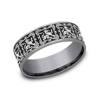 The Guardian Men's Wedding Band in Grey Tantalum and Grey/Black Titanium - 7.5mm Width by Tantalum
